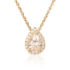 Gold Plated Sterling Silver Pear Shaped Cubic Zirconia Pendant Necklace