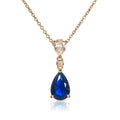 Gold Plated Sterling Silver Dark Blue Pear Drop Necklace