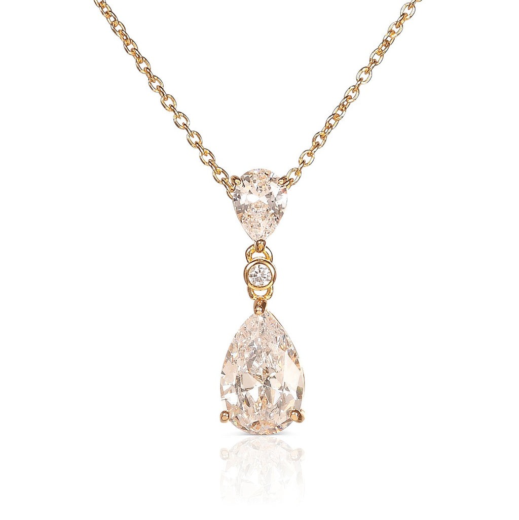 Gold Plated Sterling Silver Teardrop Pendant Necklace