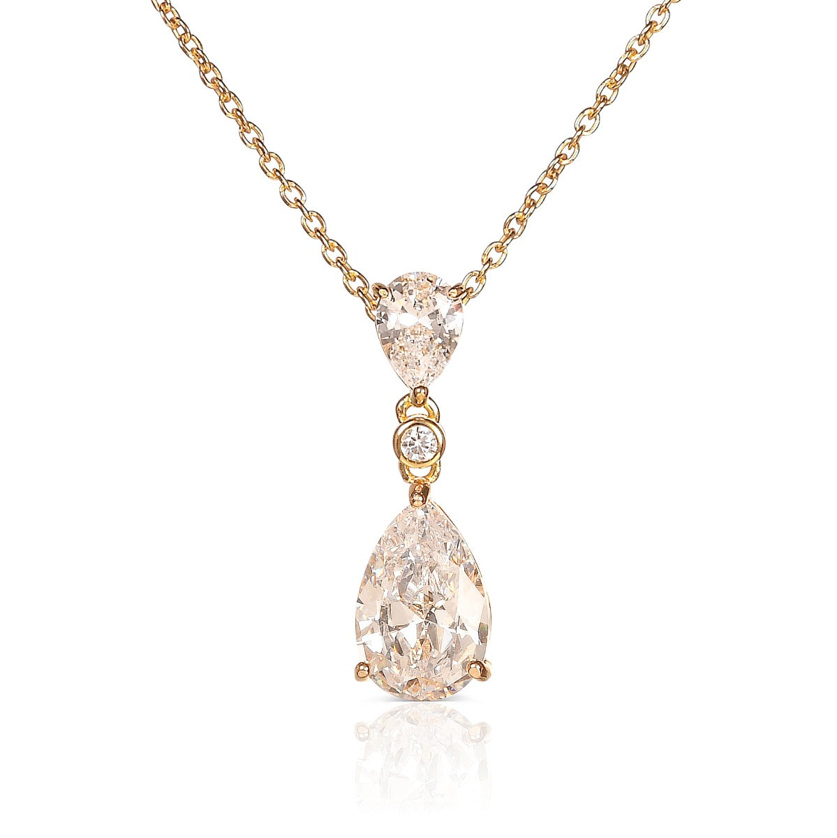 Gold Plated Sterling Silver Teardrop Pendant Necklace