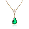 Gold Plated Sterling Silver Green Drop Pendant Necklace