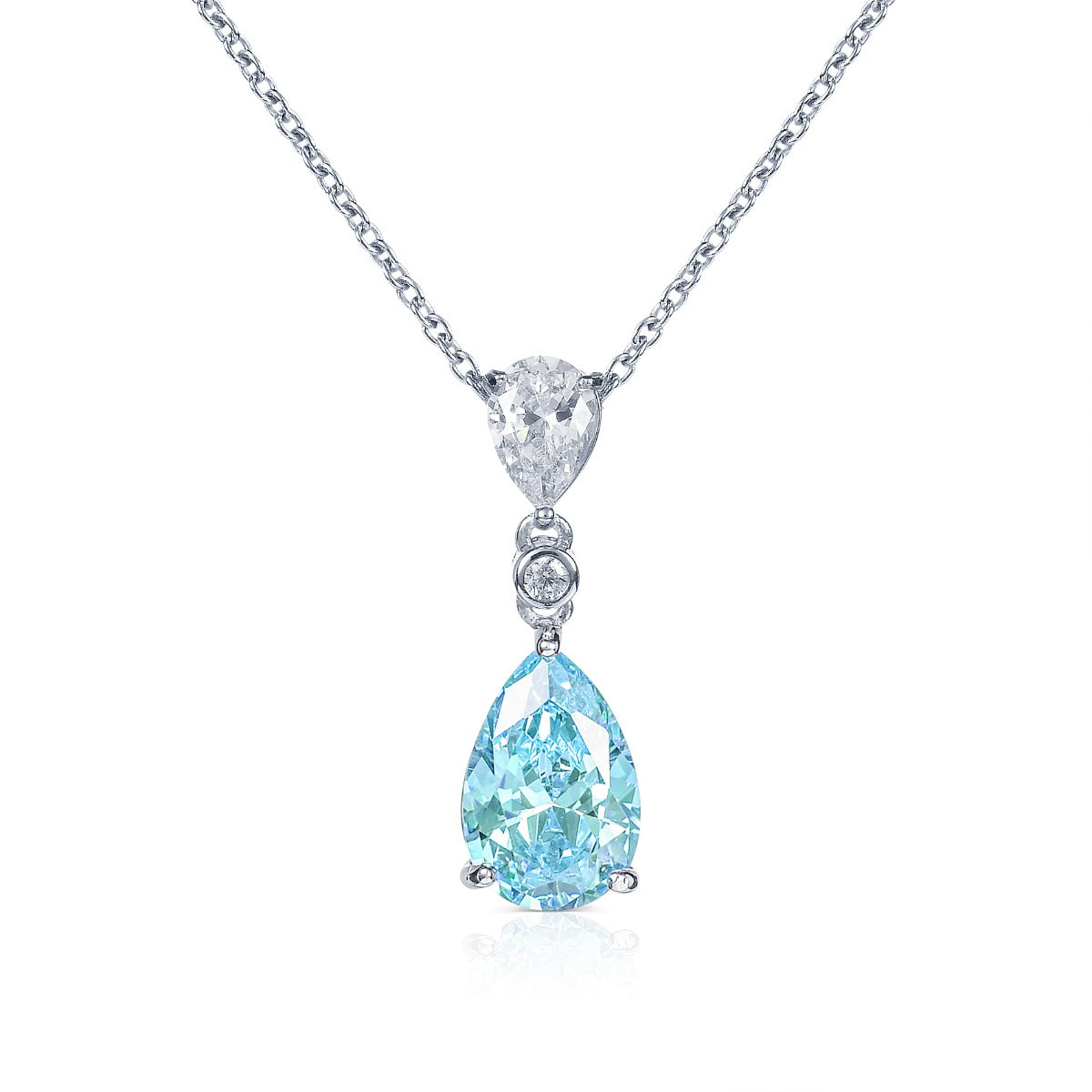 Sterling Silver Light Blue Drop Pendant Necklace