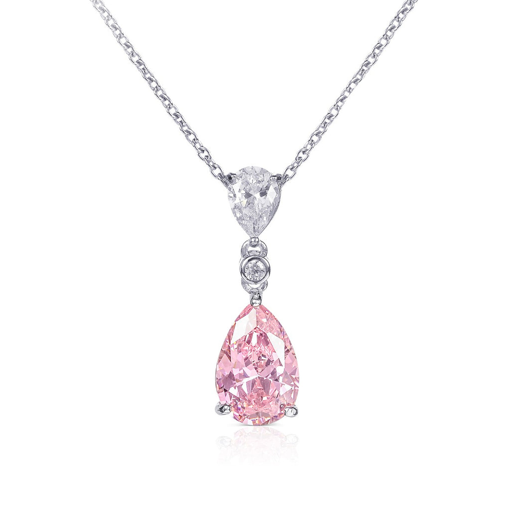 Sterling Silver Light Pink Drop Pendant Necklace