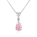 Sterling Silver Light Pink Drop Pendant Necklace