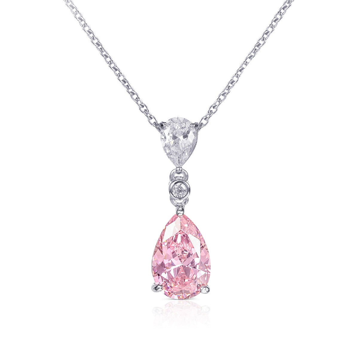 Sterling Silver Light Pink Drop Pendant Necklace