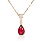 Gold Plated Sterling Silver Red Drop Pendant Necklace