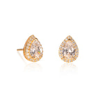 Gold Plated Sterling Silver Pear Shaped Cubic Zirconia stud Earrings