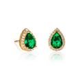Gold Plated Sterling Silver Pear Shaped Green Stud Earrings