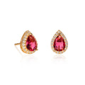 Gold Plated Sterling Silver Pear Shaped Red Stud Earrings