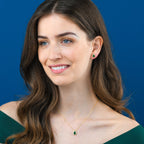 Gold Plated Sterling Silver Pear Shaped Green Stud Earrings
