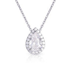Sterling Silver Pear Shaped Cubic Zirconia Pendant Necklace