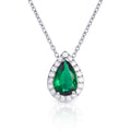 Sterling Silver Pear Shaped Green Pendant Necklace