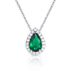 Sterling Silver Pear Shaped Green Pendant Necklace