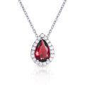 Sterling Silver Pear Shaped Red Pendant Necklace