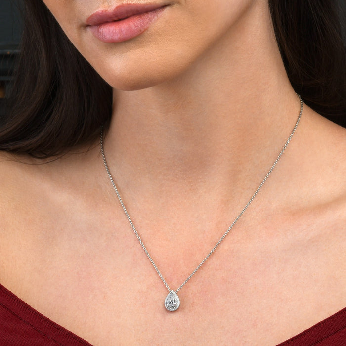 Solitaire Cubic Zirconia Pendant Necklace 925 Sterling Silver
