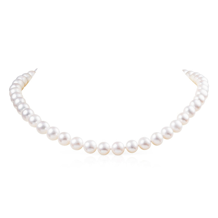 7.5-8.5mm White Freshwater Pearl Necklace in 9K Yellow Gold