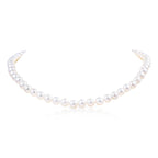 6.5-7.5mm White Freshwater Pearl Necklace in 9K Yellow Gold