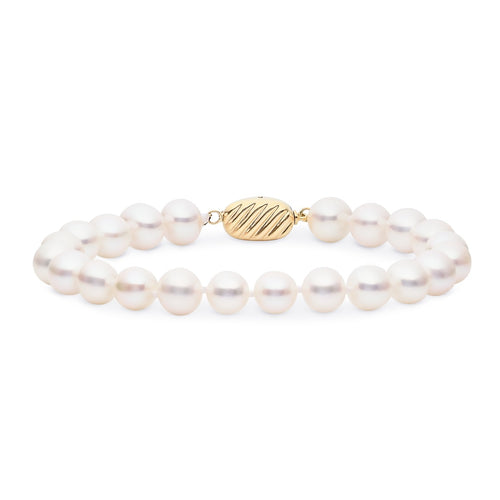 Simple freshwater pearl bracelet in 9K yellow gold
