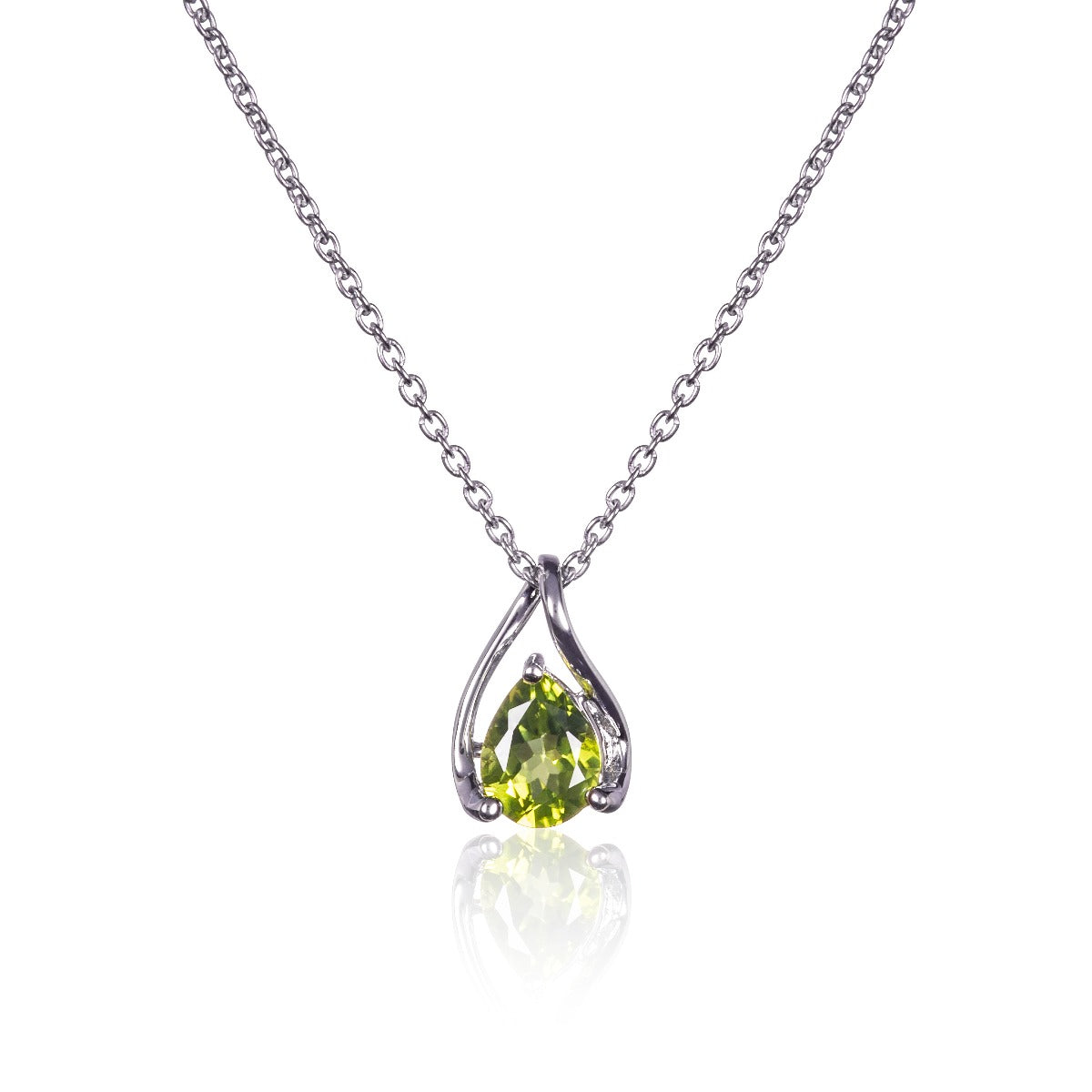 Teardrop Peridot Pendant Necklace in Sterling Silver