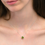 Bezel Set Peridot Pendant Necklace in Sterling Silver