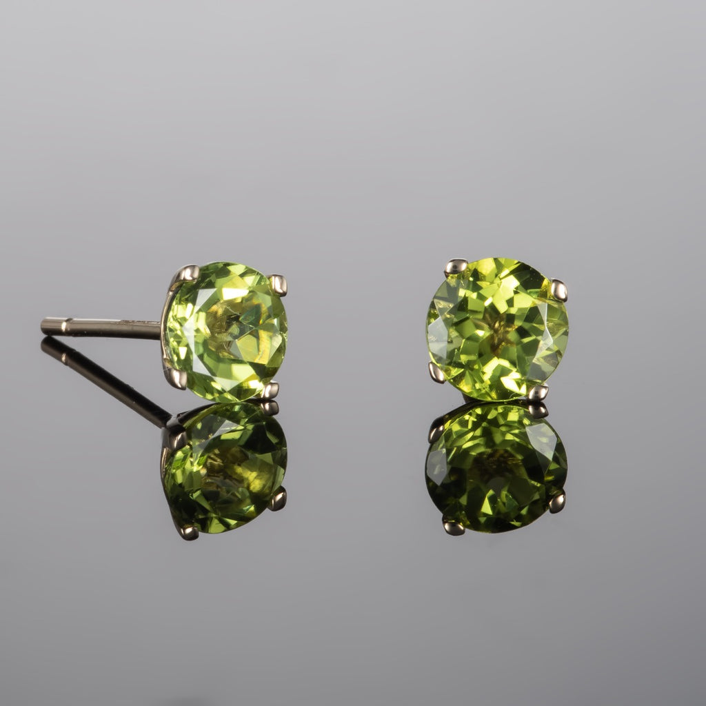 2ct Peridot Solitaire Stud Earrings In 9K Yellow Gold