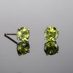 2ct Peridot Solitaire Stud Earrings In 9K Yellow Gold