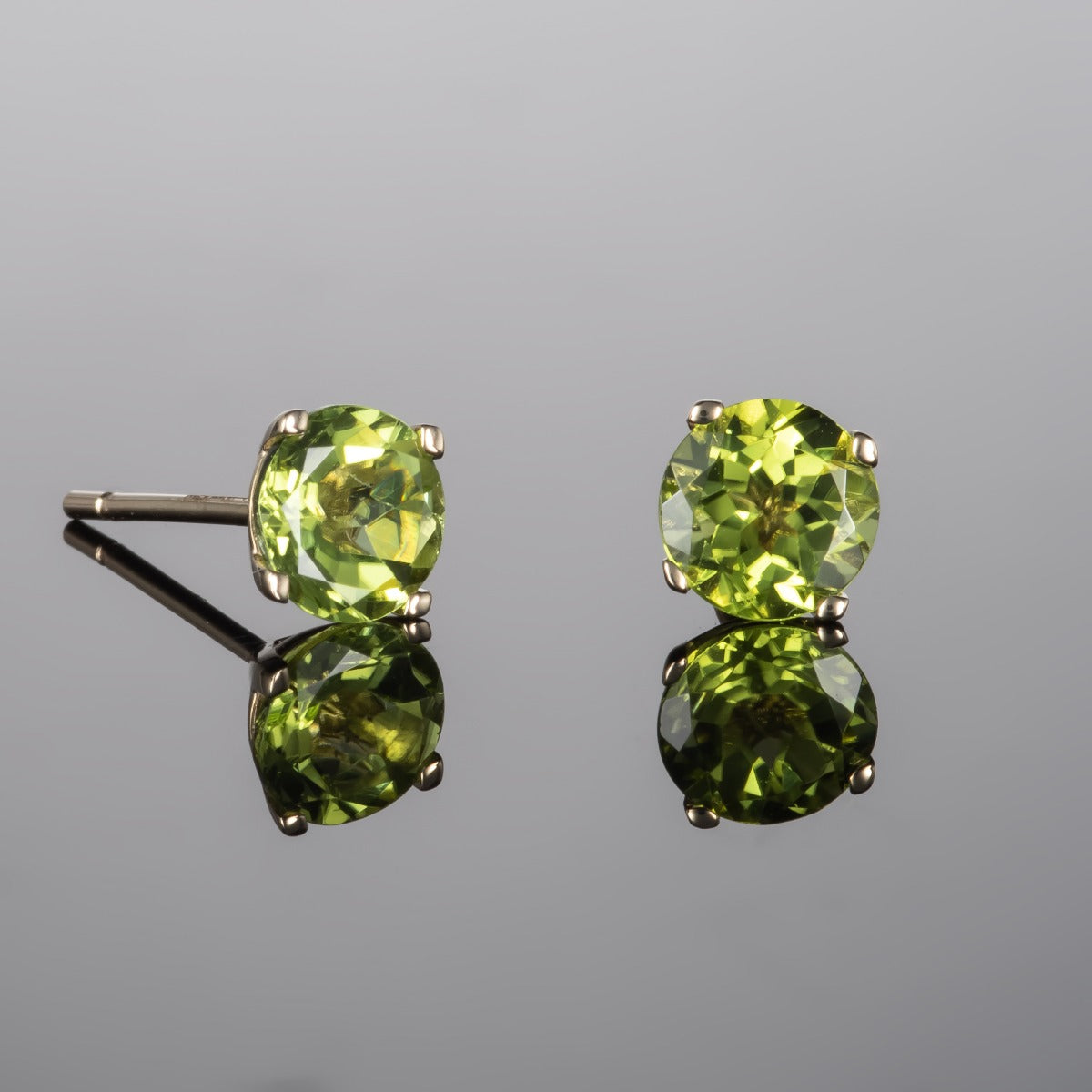 2ct Peridot Solitaire Stud Earrings In 9K Yellow Gold