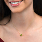 Bezel Set Peridot Pendant Necklace in Gold Plated Sterling Silver