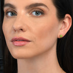 Bezel Set Peridot Stud Earrings in Gold Plated Sterling Silver