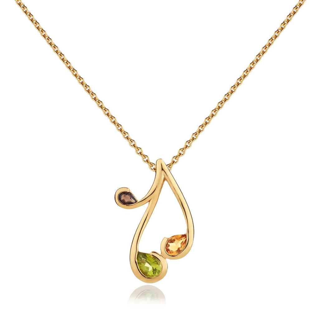 Peridot, Citrine and Smoky Quartz Gold Vermeil Necklace
