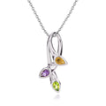 Sterling Silver Necklace with Peridot, Citrine and Amethyst Gemstones