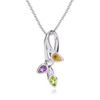Sterling Silver Necklace with Peridot, Citrine and Amethyst Gemstones