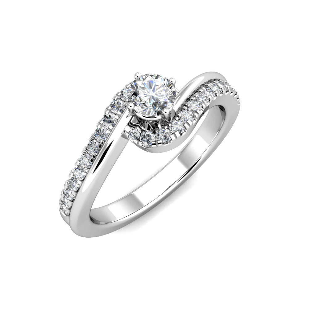 Twirl Diamond Cluster Engagement Ring 0.40ct Diamond in 18K White Gold