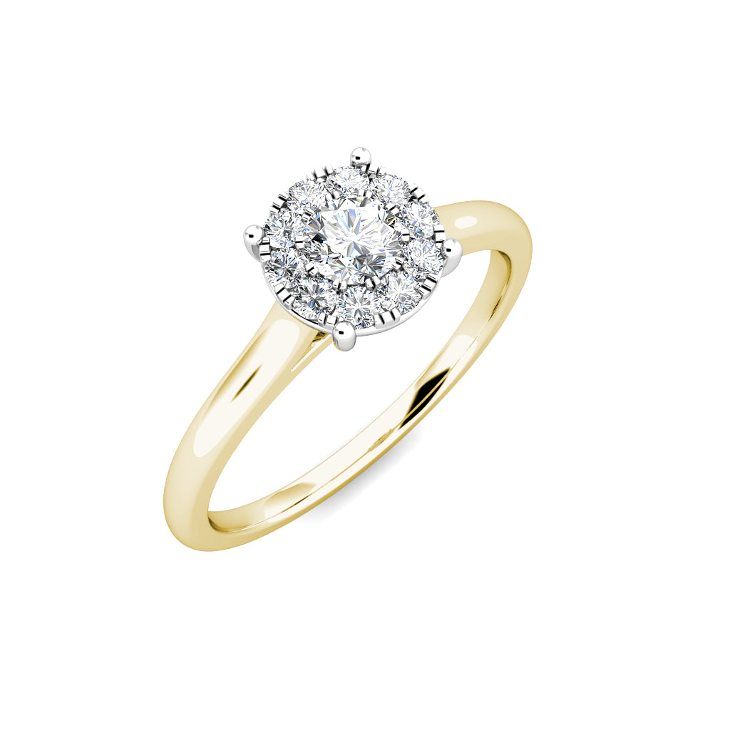 Miracle Diamond Cluster Engagement Ring 0.30ct Diamonds in 18K Yellow Gold