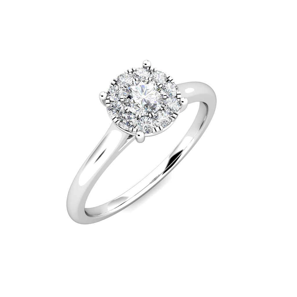 Miracle Diamond Cluster Engagement Ring 0.30ct Diamonds in 18K White Gold 