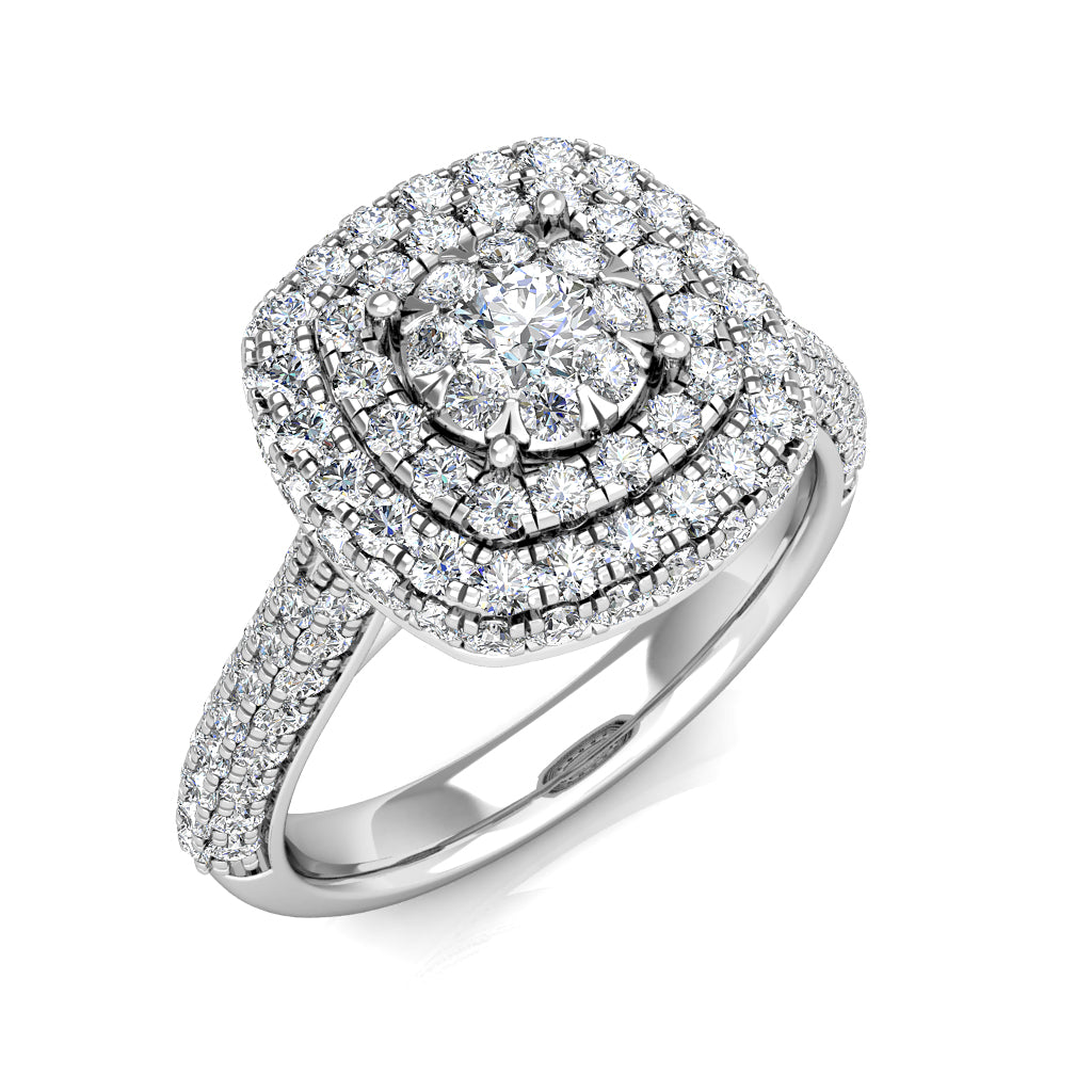 Alluring Large Diamond Statement Ring 1.22ct Diamonds in 18K White Gold