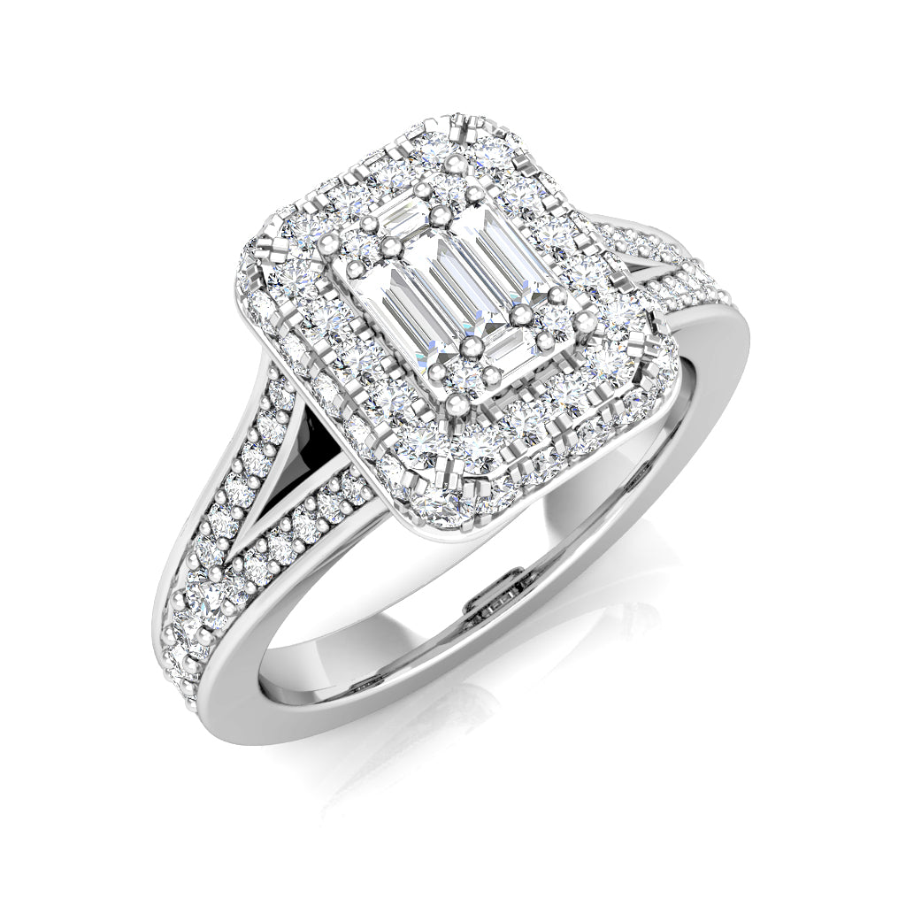 Imperial Diamond Statement Ring 0.88ct Diamonds in 18K White Gold