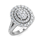 Victoria Large Oval Diamond Statement Ring 1.10ct Diamonds in 18K White Gold