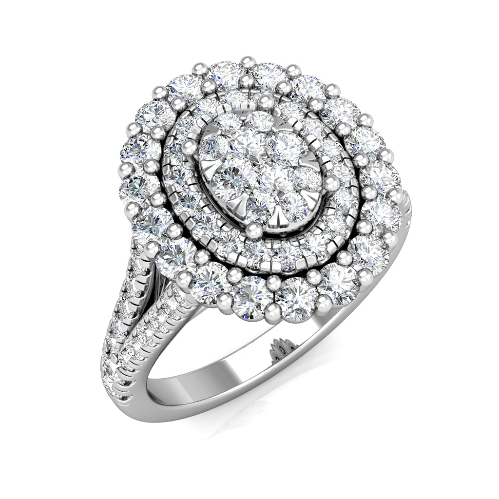 Victoria Large Oval Diamond Statement Ring 1.10ct Diamonds in 18K White Gold