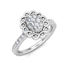 Oval Infinity Diamond Halo Engagement Ring 0.53ct Diamonds in 18K White Gold