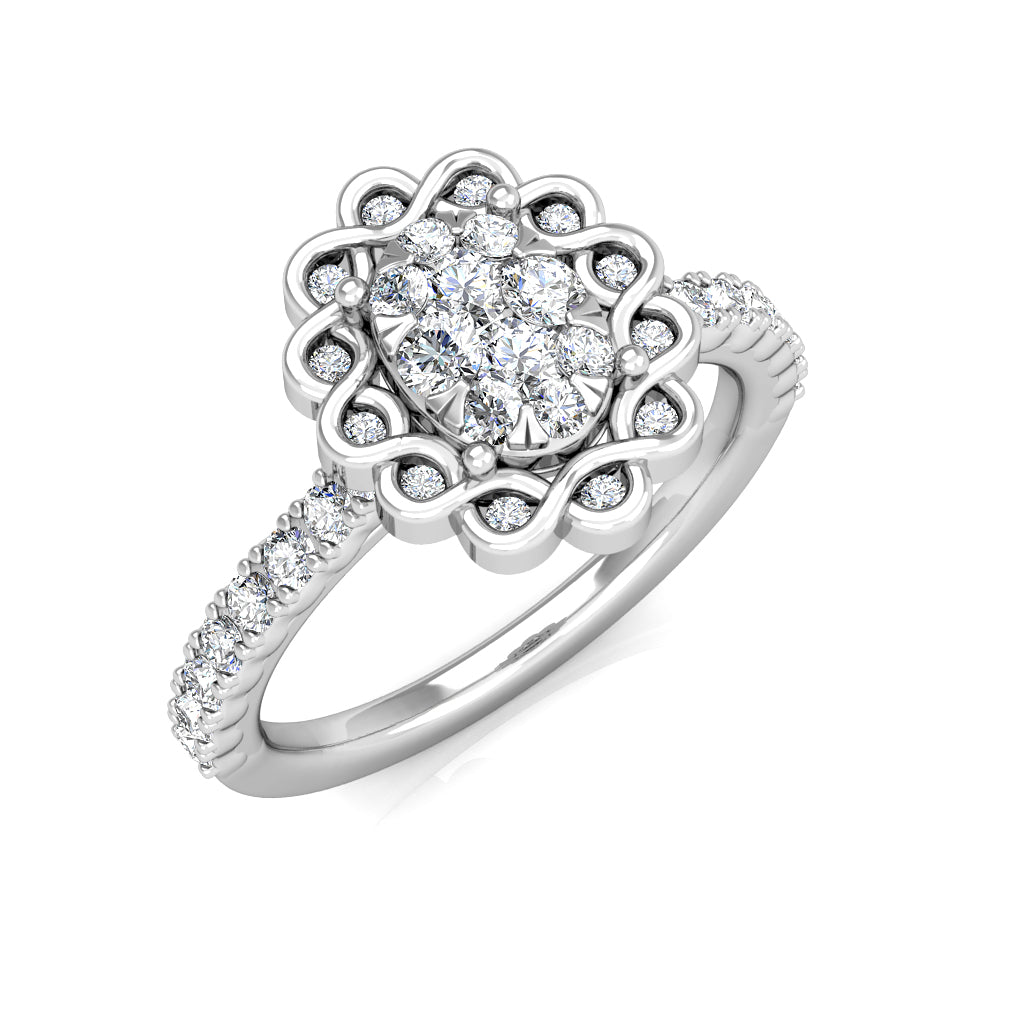 Oval Infinity Diamond Halo Engagement Ring 0.53ct Diamonds in 18K White Gold