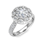 Large round diamond statement ring in 18k white gold