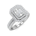 Emerald cut large diamond engagement ring in 18K white gold