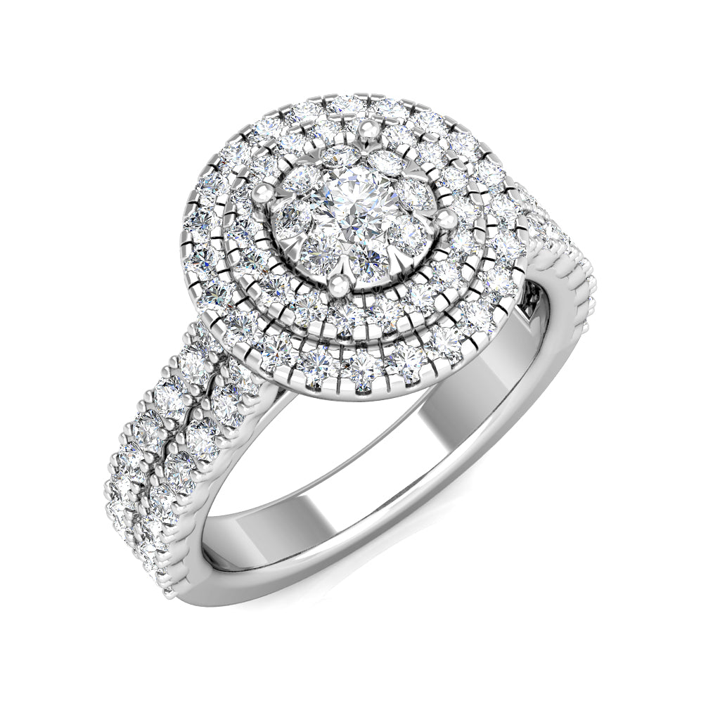 Large round diamond engagement ring in 18k white gold
