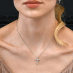Cross Necklace in 925 Sterling Silver with Cubic Zirconia Stones
