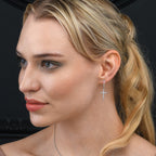 Cross hoop earrings for women in 925 silver