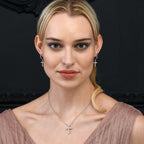 Cross Hoop Earrings in 925 Sterling Silver