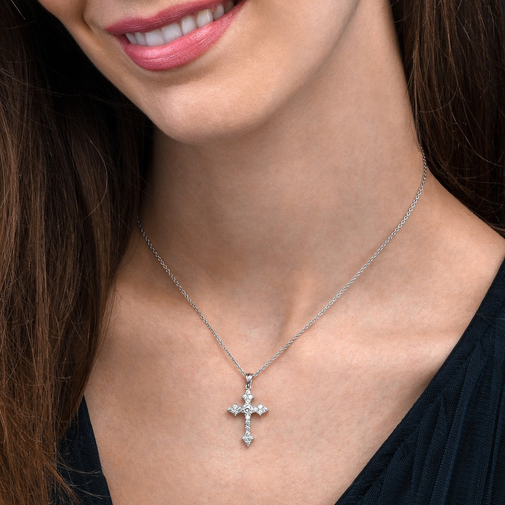 Sterling Silver Gothic Cross Pendant Necklace for women