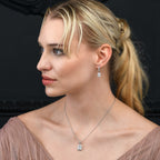 Sterling Silver Drop Earrings in Emerald Cut