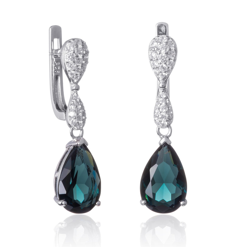 Dark blue tear drop earrings for women